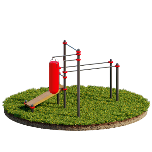 Перекладина + Брусья + Скамья наклонная для пресса + Стойка под боксерский мешок