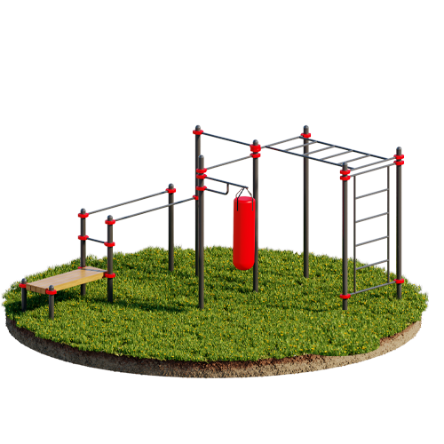 2 Перекладины, Лестница + Рукоход, Брусья, Скамья горизонтальная, Подвес для боксерского мешка