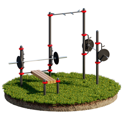 Перекладина с 3 хватами + скамья для жима + стойка для приседа