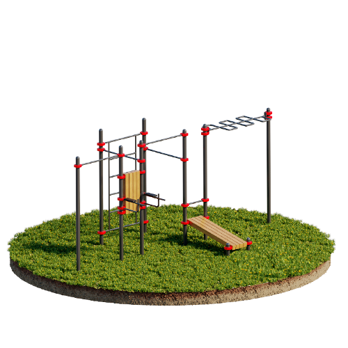 4 Перекладины, Лестница, Рукоход-Змеевик, Брусья+ Пресс, Наклонная скамья для пресса