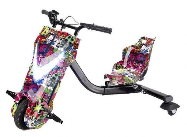 Электроскутер Дрифт Карт Drift-Trike (DRIFT CAR) T01 Джунгли (Фиолетовый граффити)